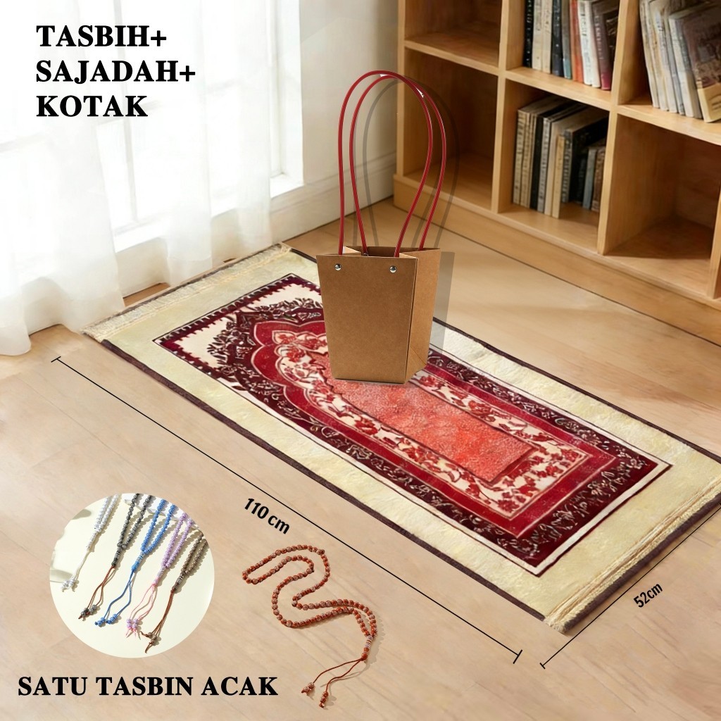 50*110CM Sajadah Turki Premium Beludru Halus jumbo tebal empuk premium dewasa