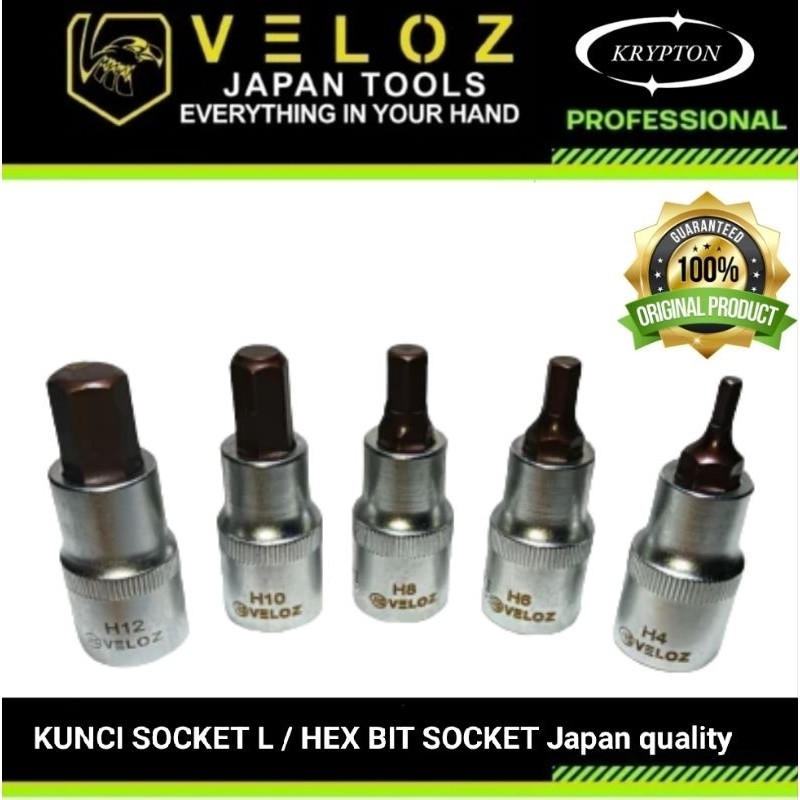 Veloz kunci mata socket L / hex bit socket (100% original)