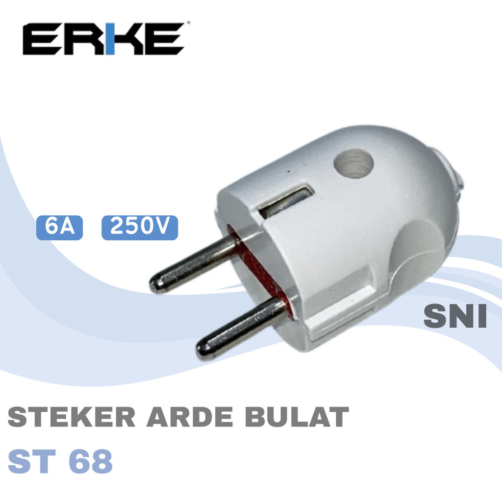 STEKER ARDE BULAT PUTIH ST 68 ERKE - COLOKAN BULAT STANDAR SNI ORIGINAL