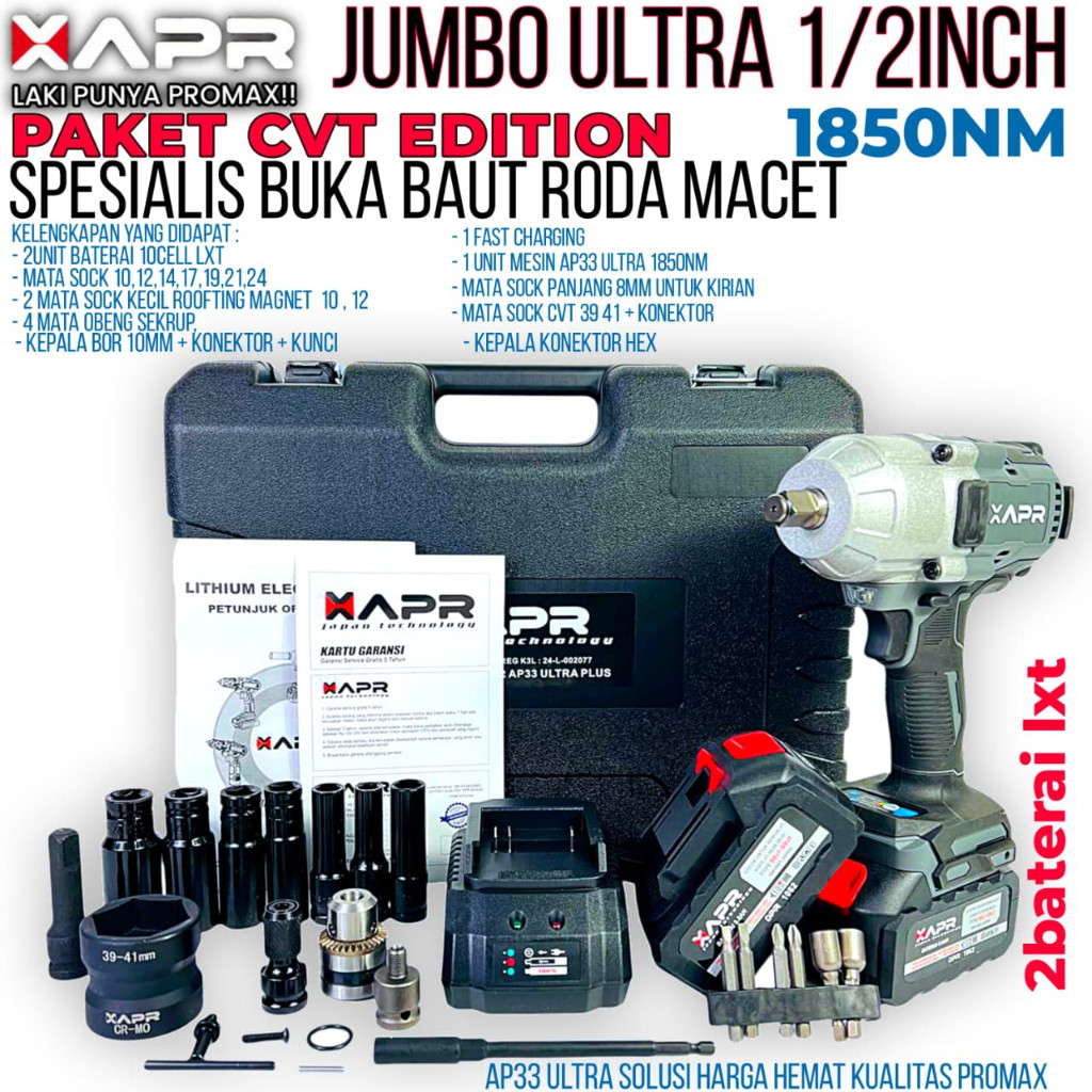 APR JAPAN BOR IMPACT WRENCH JUMBO AP33 ULTRA+ CVT EDISION ALL PRODUK APR JAPAN ID SHOP GARANSI