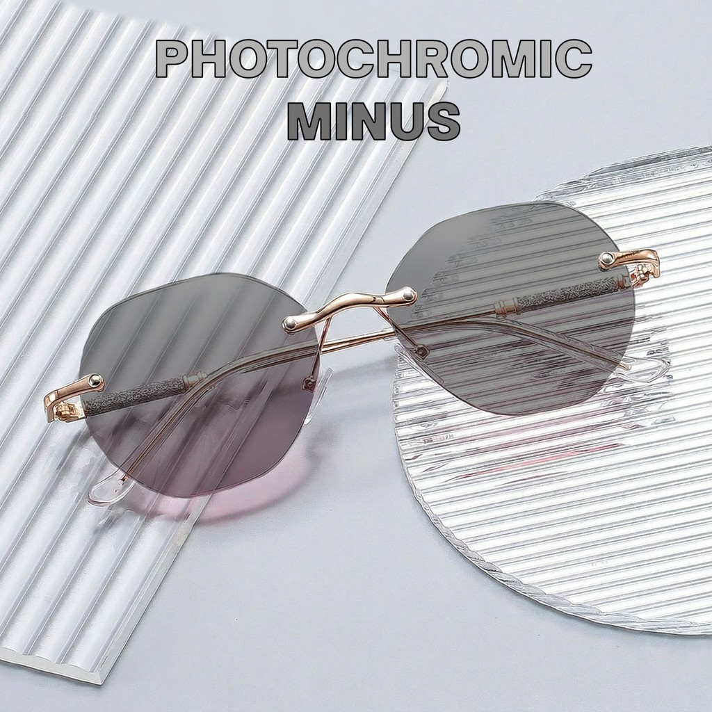 Kacamata Fotokromik Minus -1 Sampai -6 Fashion Korea Retro Anti Blue Light Anti Radiasi Kacamata Bac