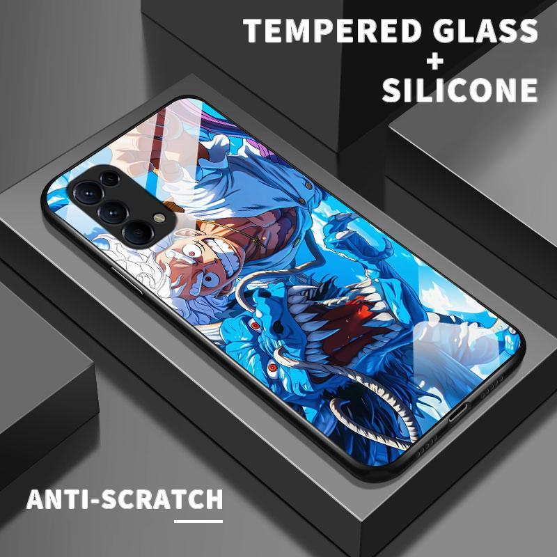 Kaca Glass Case OPPO Reno5 4G 5G F K Lite Reno2 Z Reno3 Reno4 Silicone Back Unik One Piece Hard Cove
