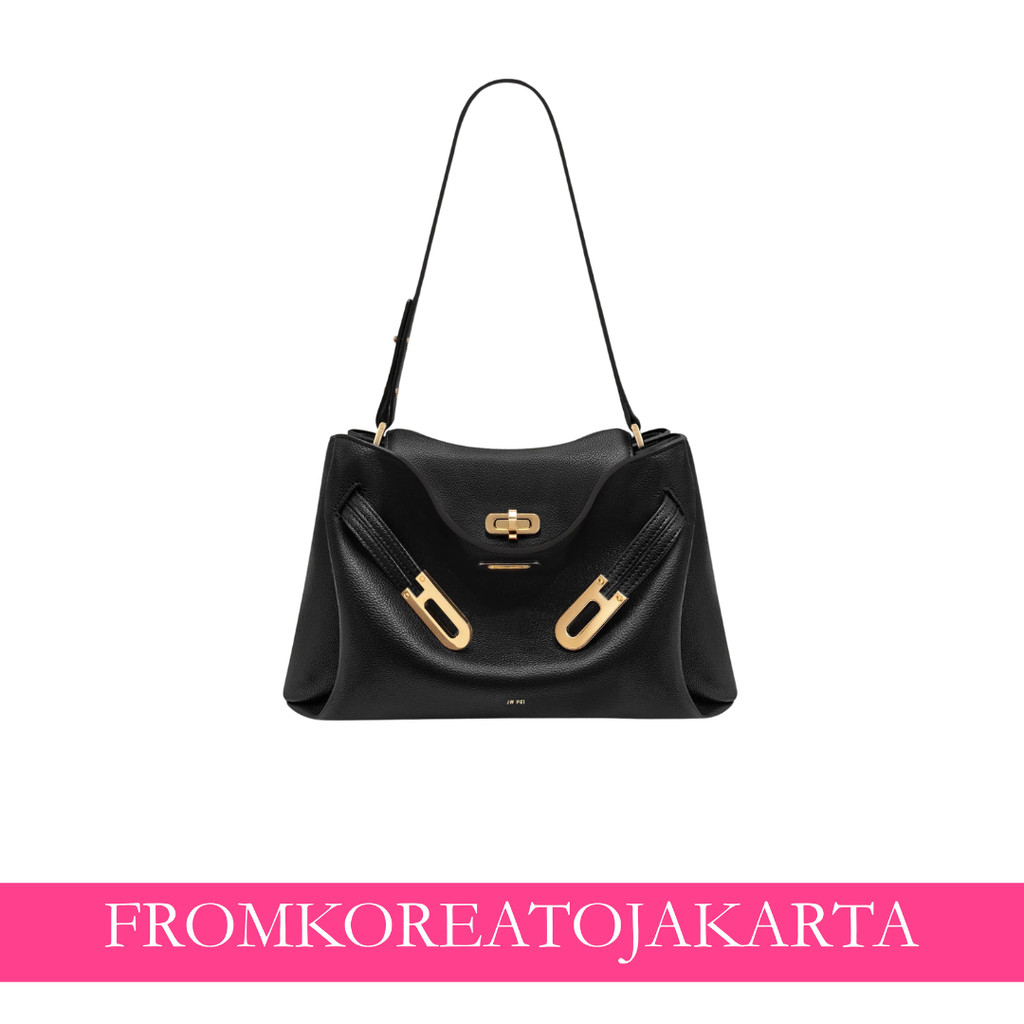 JW PEI Rhea Pebbled Double Buckle Shoulder Bag – Black