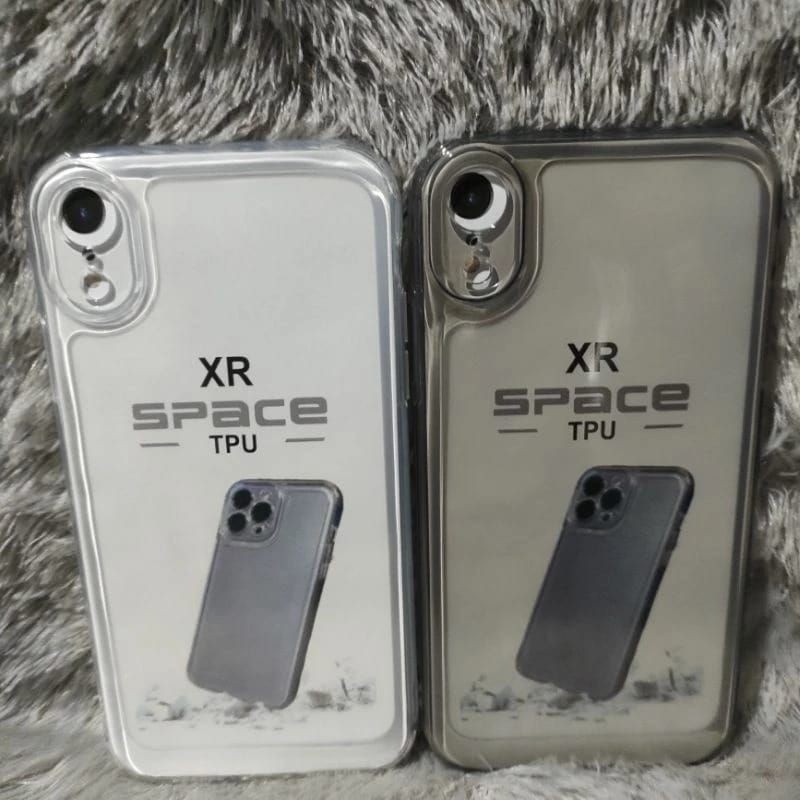 SPACE CLEAR BLACK IPHONE XR CASE PELINDUNG KAMERA