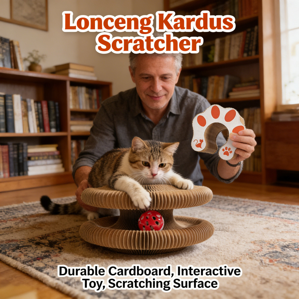 Acordeon Bentuk Lipat Papan Cakar Kucing Lonceng Tahan Bosan Gores Magic Scratcher