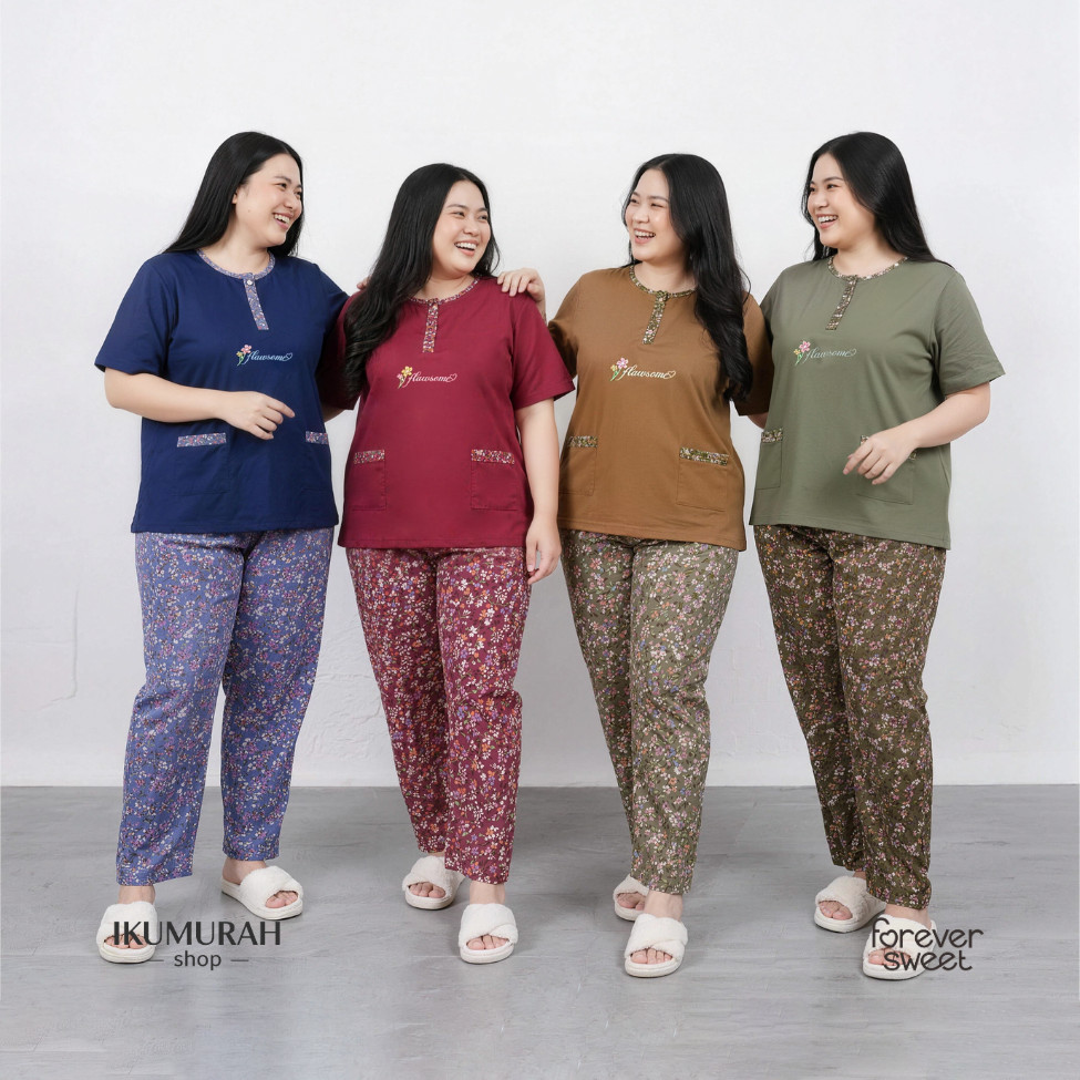 Baju Tidur  Baby Doll Jumbo 5XL Celana Panjang Ikimurahshop X Forever Sweet