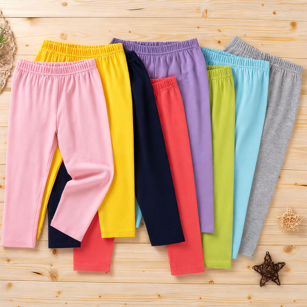 BEST DEAL Paket Bundling Celana Legging Polos Anak Perempuan Usia 1-15 Tahun Panjang Bahan Kaos Span