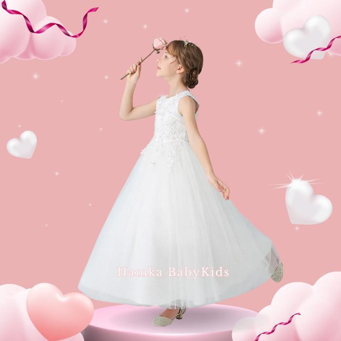 Dress Pesta Anak Perempuan 4 - 15 Tahun Princess Long Dress Tutu Import Korea  Gaun Ulang Tahun Anak