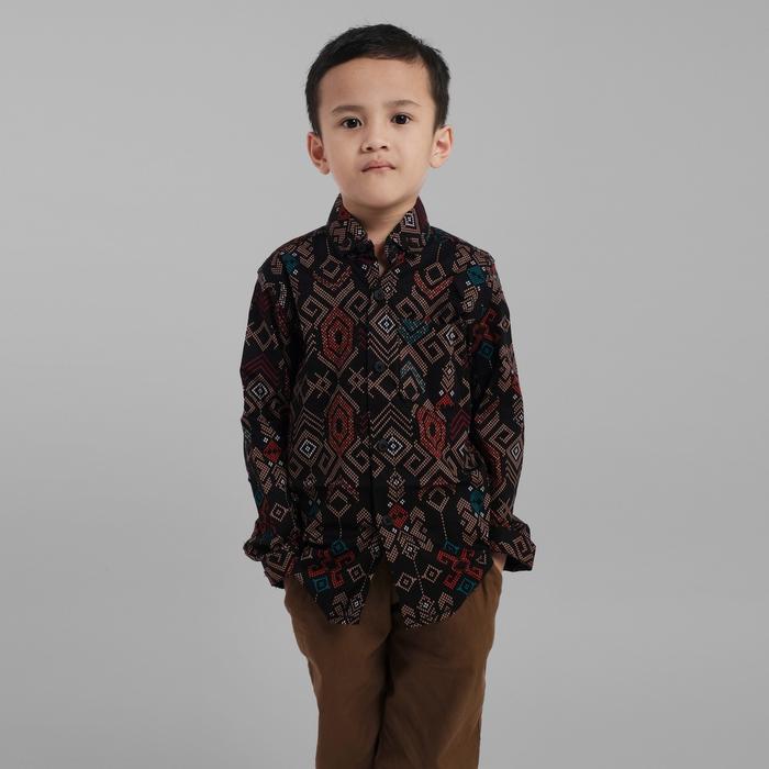 DGM Fashion Batik anak laki-laki Lengan Panjang 017 - songket hitam 101, L
