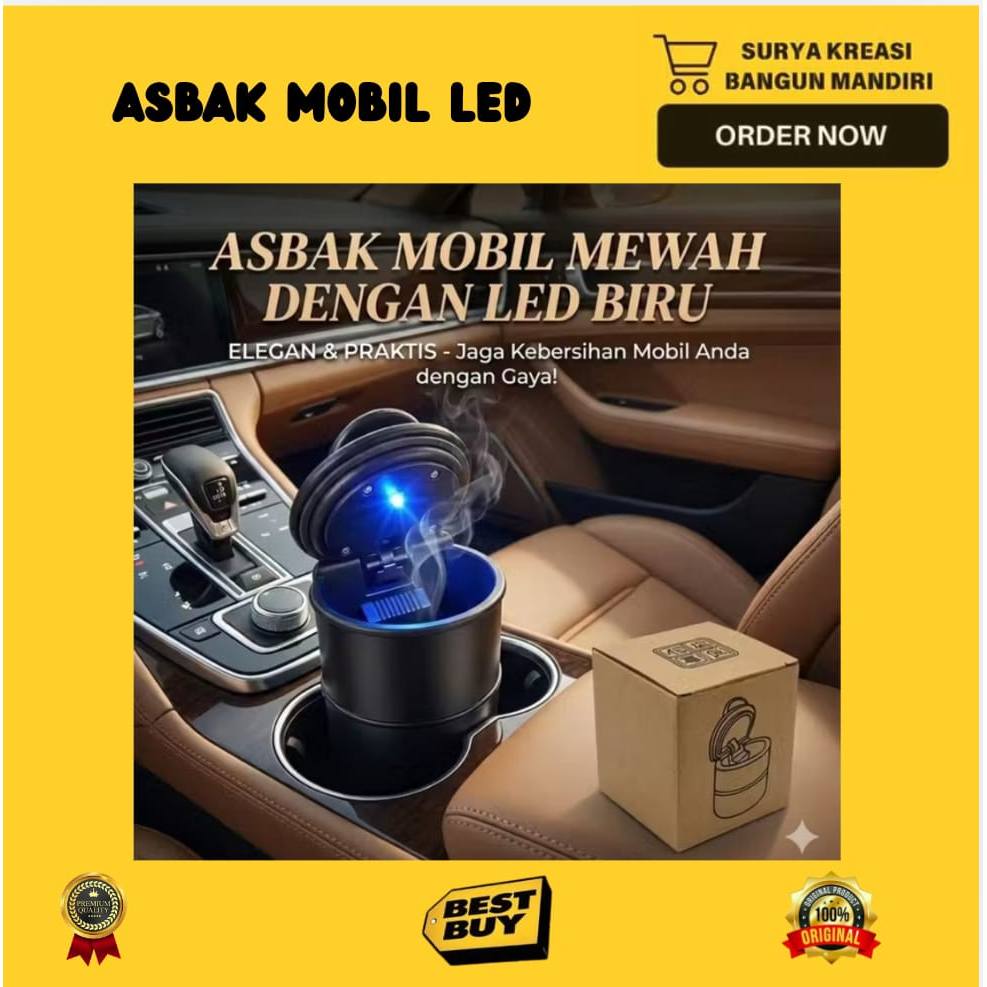 ASBAK MOBIL LED - CAR ASHTRAY - ASBAK PORTABLE - ASBAK ROKOK MOBIL - ASBAK TUTUP MOBIL