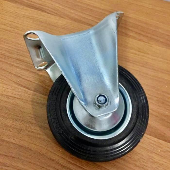 roda gepeng karet hitam 4" roda etalase steling trolley troli 4 inci