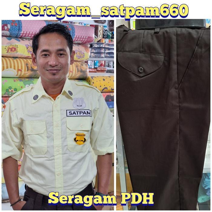 Seragam Satpam Security PDH dan PDL Cream terbaru 2023 - Pendek +Atribut, M