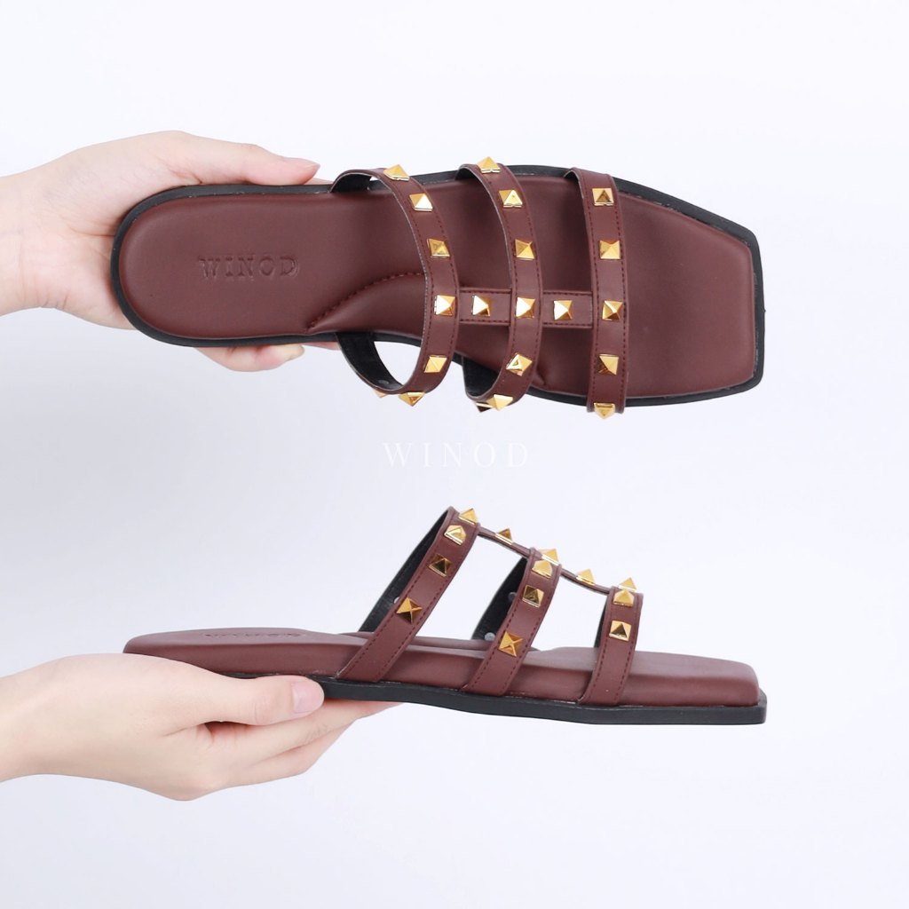 JAMIN MURAH WINOD - PARIS Sandal Wanita Kekinina Slop Flat Sol Karet Alas Anti Licin(BISA LANGSUNG O