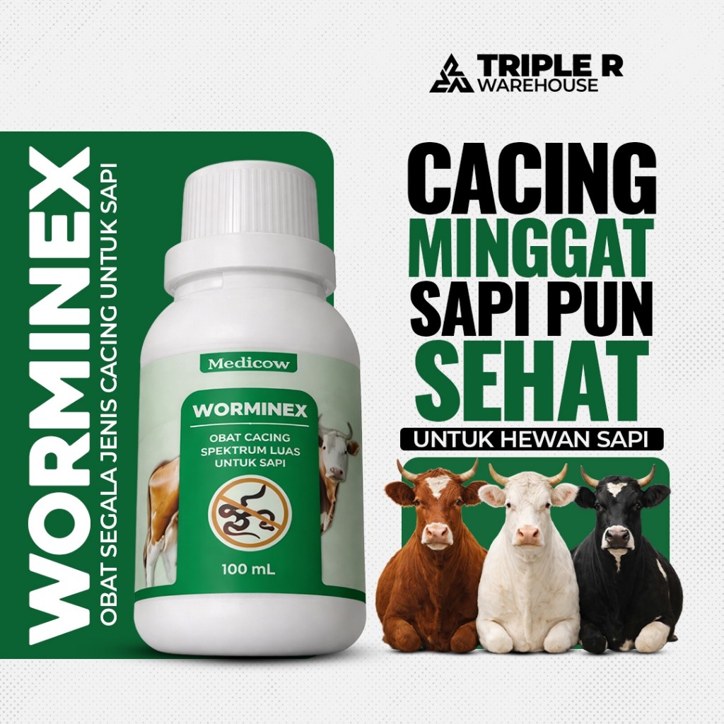 Worminex Obat Cacing Sapi – Basmi Cacing Usus, Cacing Gelang & Pita | Obat Cacing Ternak Sapi Potong