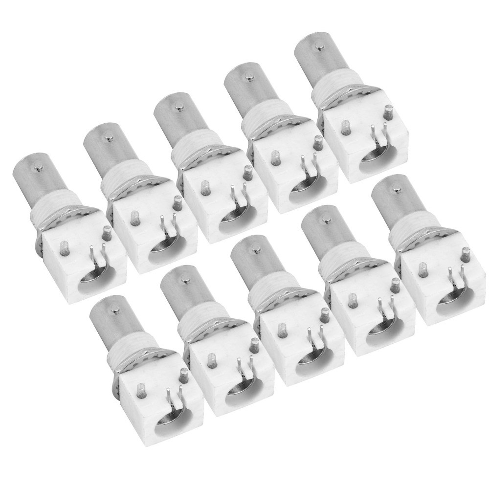 10 Pcs PCB Mount BNC Connector Solder 90 Degree BNCQ9 Adapter Precision White Plastic BNC Female Soc