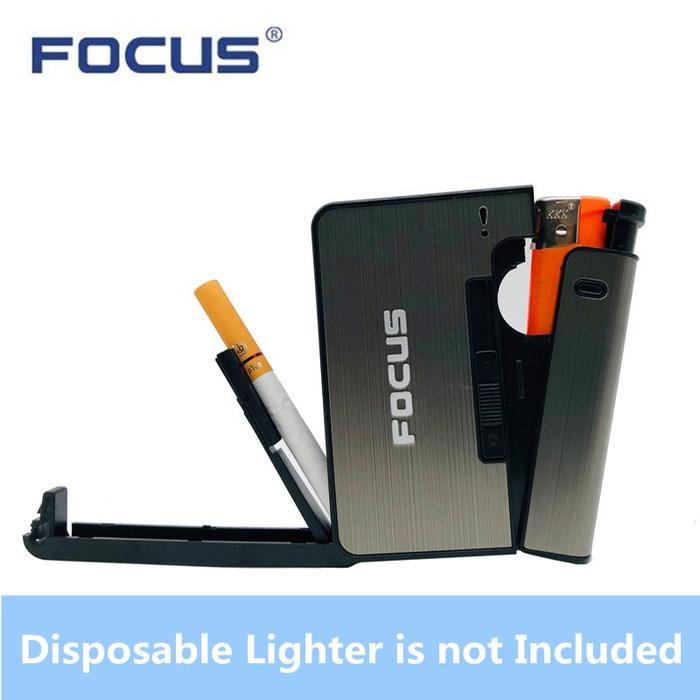 Firetric Kotak Rokok Bungkus Case dengan Lighter Korek Api Slot Grey