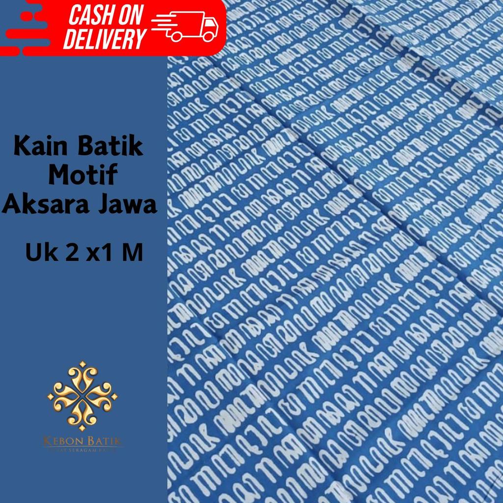 Kain Batik Motif Aksara Jawa Bahan Katun Bisa COD 2603110001