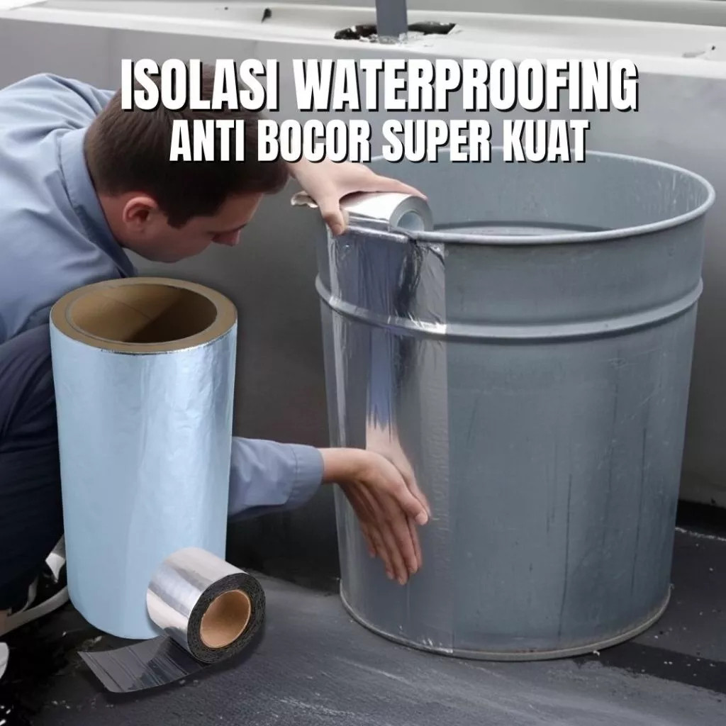 ROOFING Lakban Aluminium Foil Tape Anti Bocor Pipa Lakban Anti Air Isolasi Waterproof Serbaguna leba