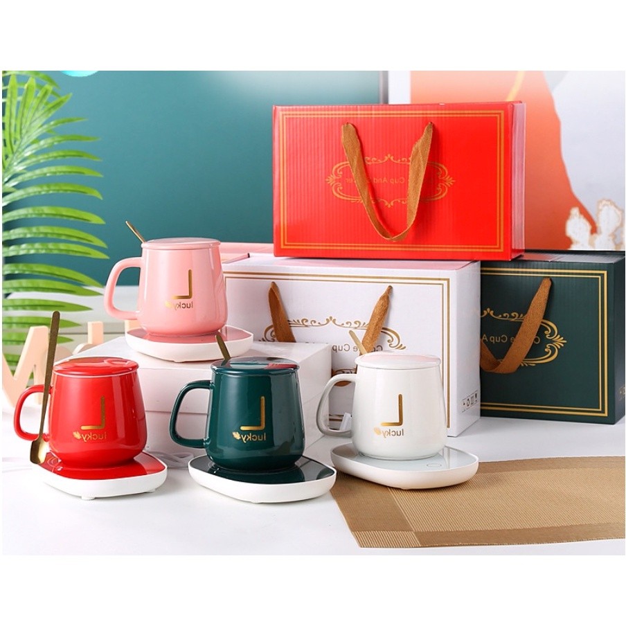 GELAS SET KERAMIK PEMANAS / CANGKIR SET DENGAN ALAT PEMANAS / MUG CANGKIR ELEKTRIK GELAS PEMANAS TEH