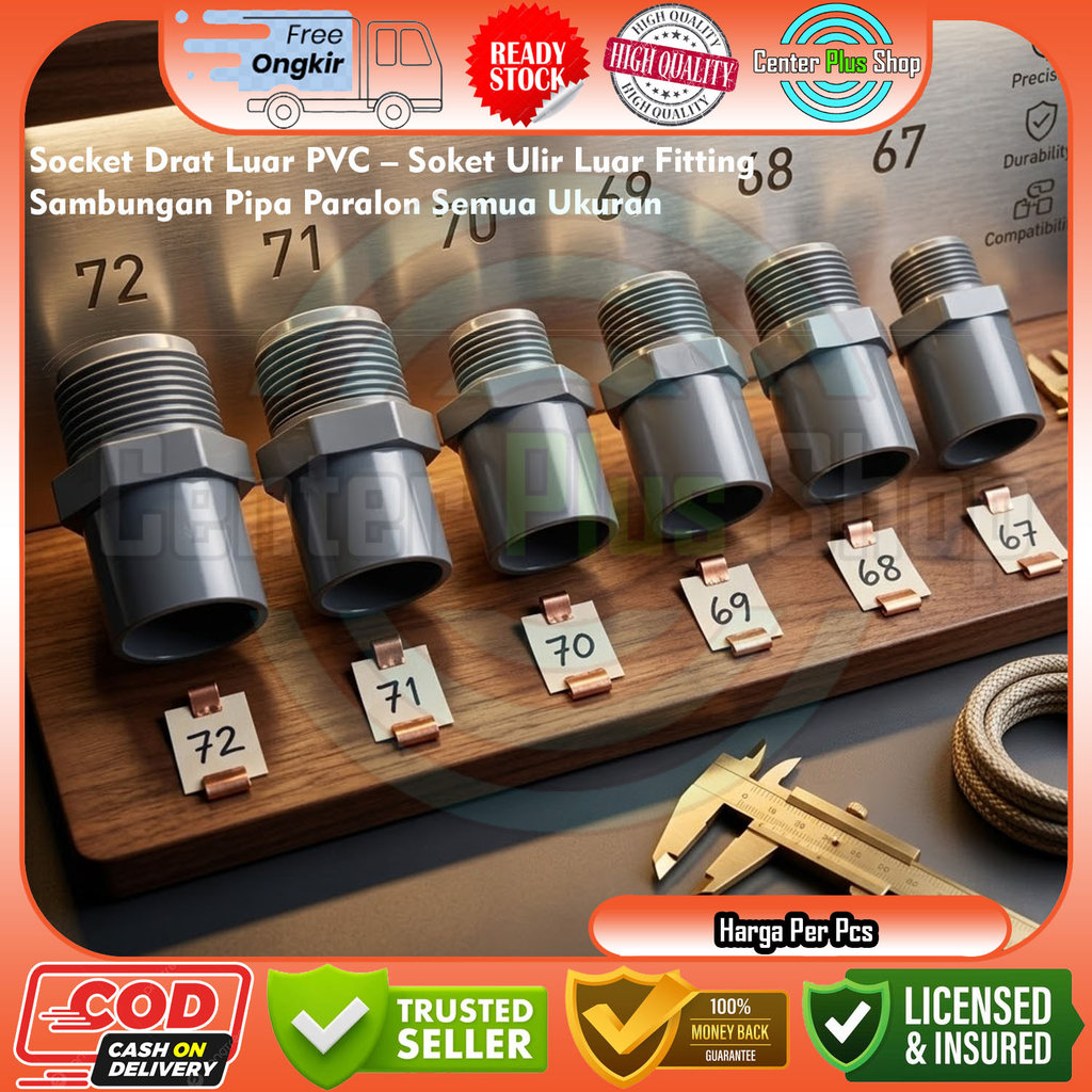 Power Sok Drat Luar Pvc 2" Sdl 3” Sock Derat Valve Socket 1½” 2½” 4" In Inci Inch Inchi Sambungan Pi