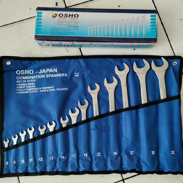 KUNCI RING PAS SET 14PCS 8-32 JAPAN COMBINATION WRENCH SPANNER - OSHO