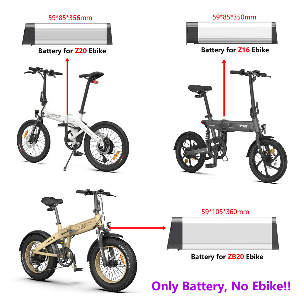 Foldable Electric Bike Battery For HIMO Z16 Z20 ZB20 36V 10.4Ah Replace Lithium Battery 48V 12.8Ah 1