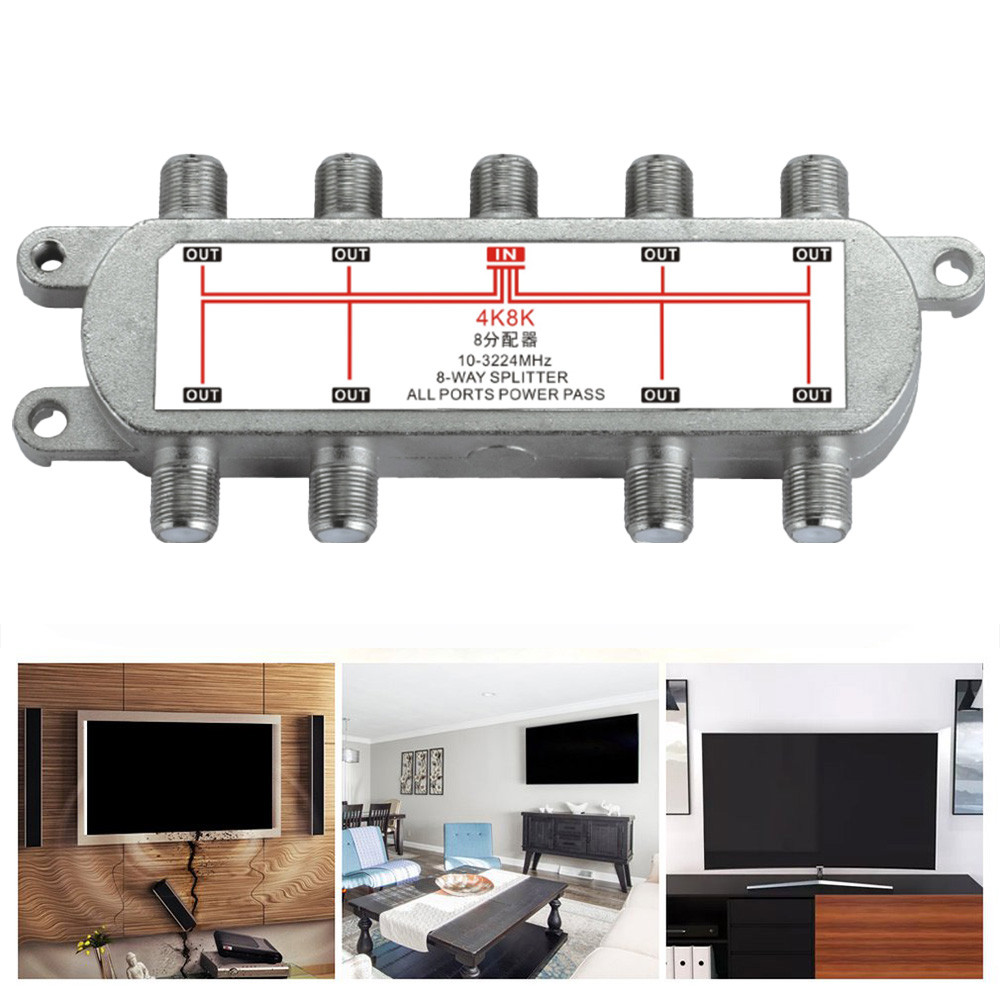 GSP-08 8 Way 10-3224MHz Signal Satellite Splitter TV Antenna RF Sat Coaxial plexer Combiner Cable Sw
