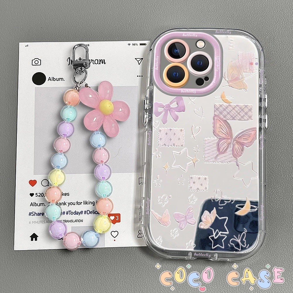 case VIVO kupu-kupu grafiti dengan rantai Casing ponsel cocok untuk VIVO Y93NONE Y50 Y20 Y21 Y15S Y1