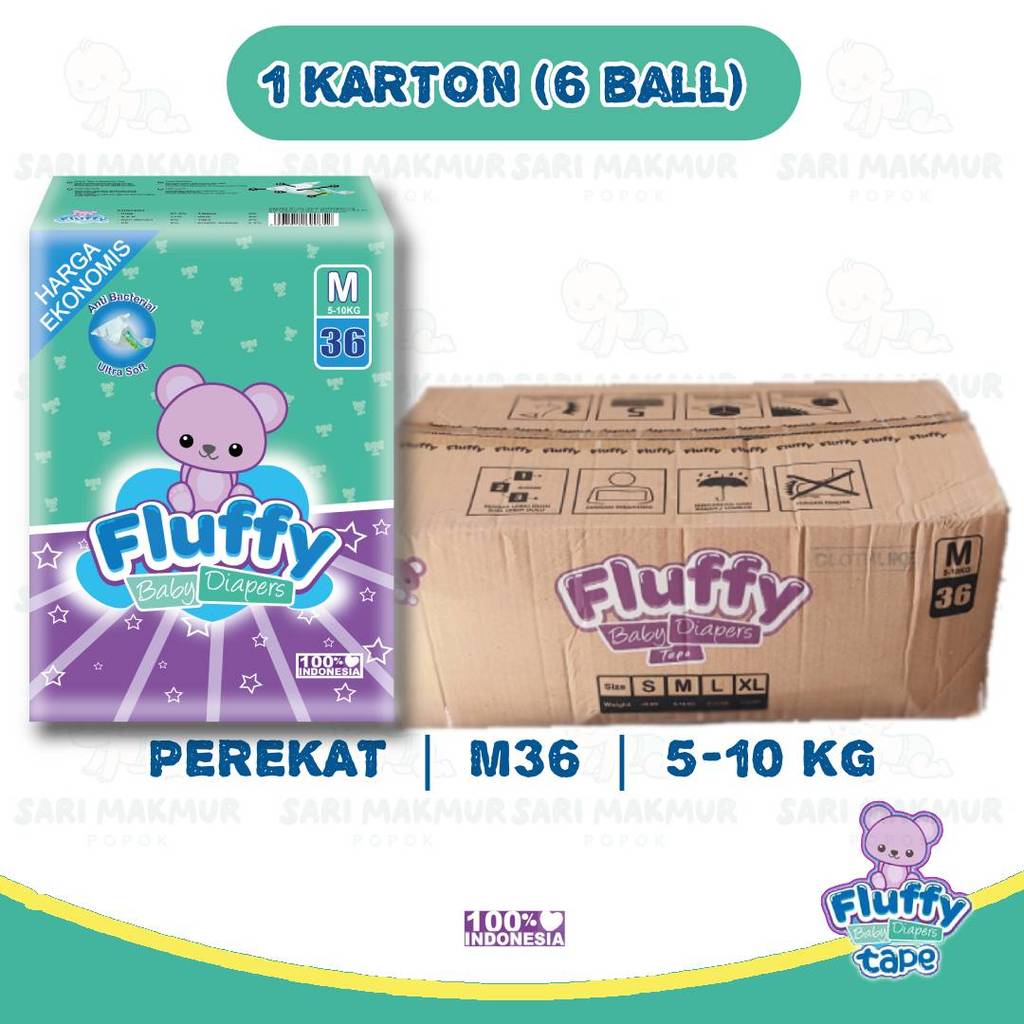 Fluffy Pampers Murah Promo Popok Baby Tipe Perekat Karton Newborn S10 S20 M36