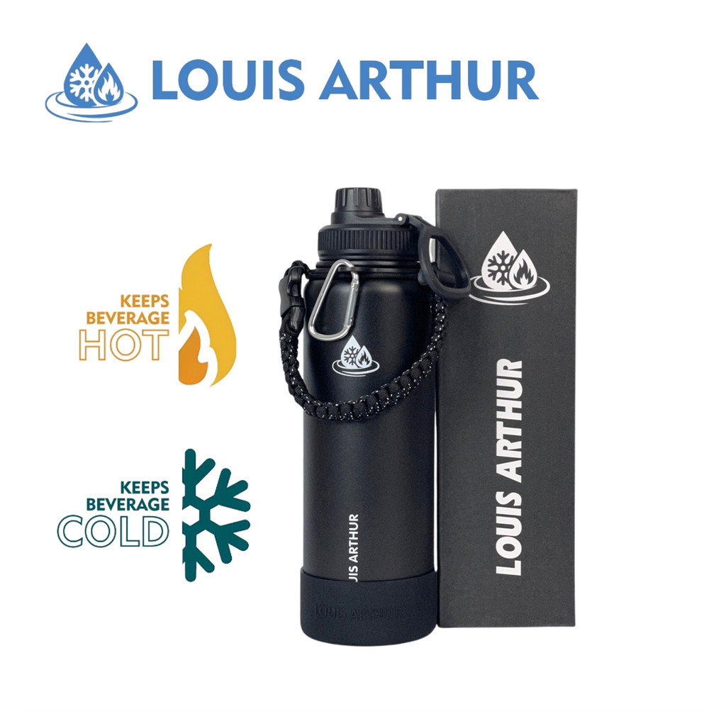 LOUIS ARTHUR  Botol Air Portabel 304 Stainless Steel Olahraga dengan Pegangan Insulasi Vakum