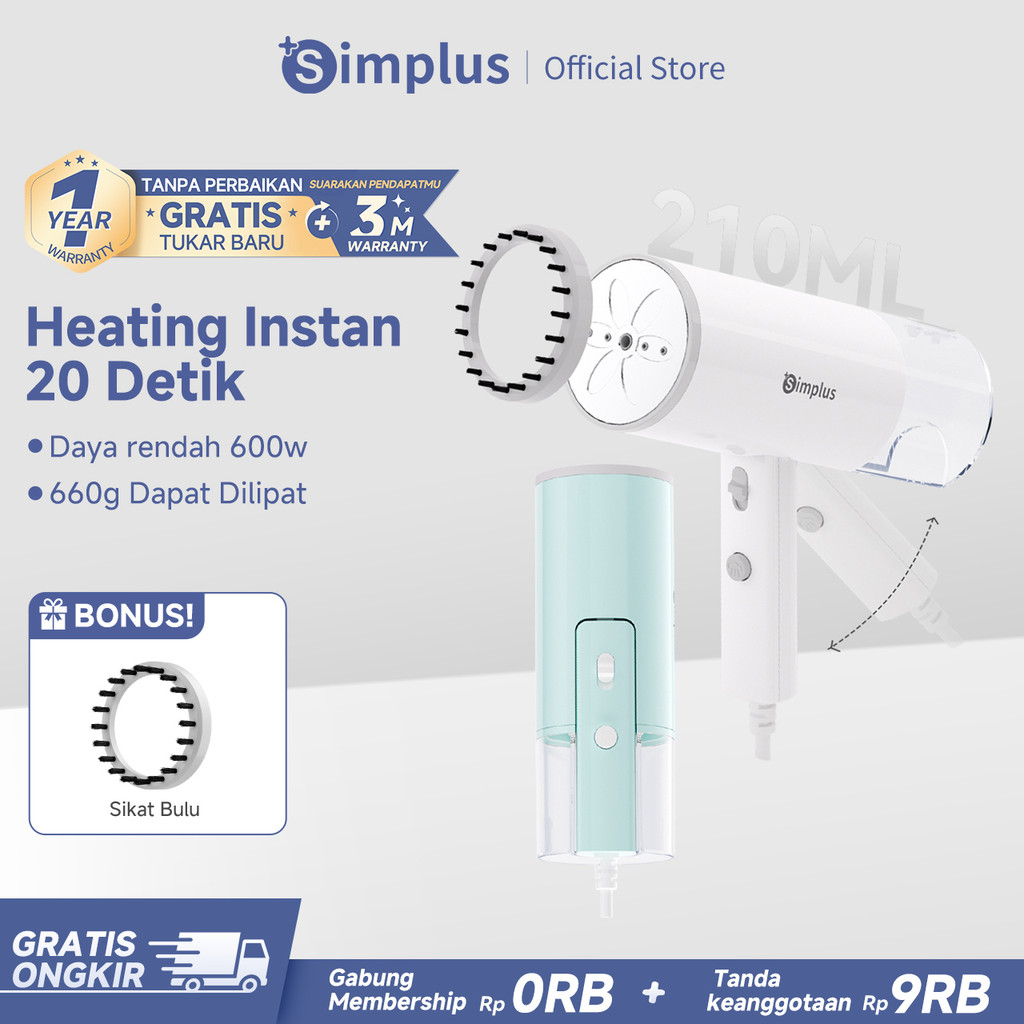 Simplus Setrika Uap low watt 800w Lipat Ringan Steamer Foldable Handheld Portable