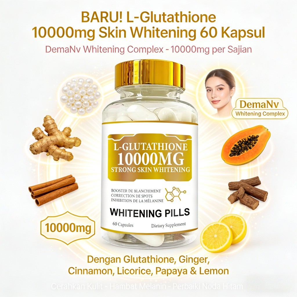 L-Glutathione 10000mg Skin Whitening Pencerah Kulit Penghambat Melanin 60 Kapsul LY33013