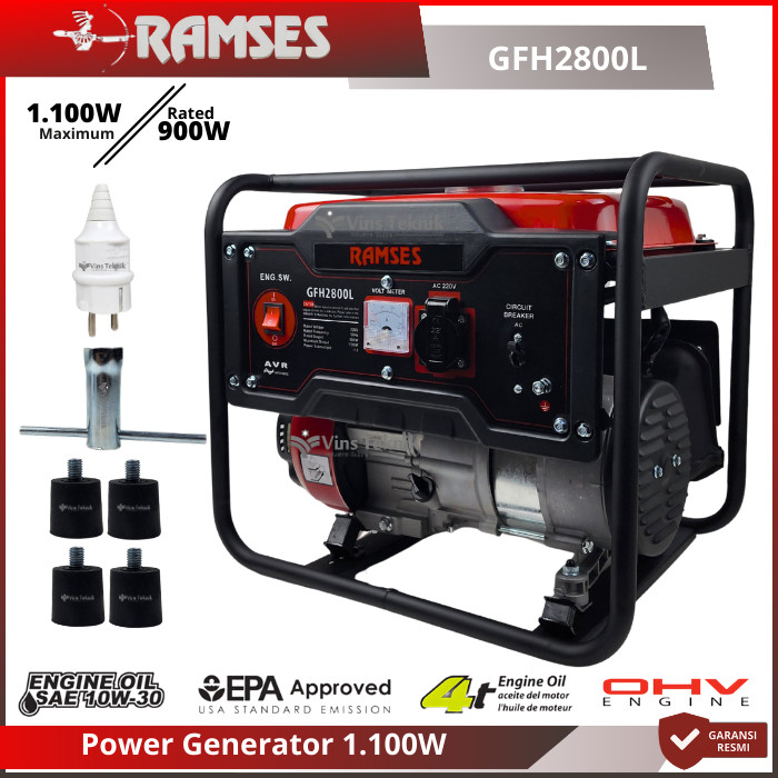 SS RAMSES GFH2800 Mesin Genset Bensin 1.100Watt Power Generator Set 4HP GFH2800L