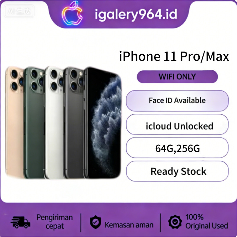 HP IPHONE 11 PRO/11 PRO MAX WIFI ONLY 64GB/256GB Bekas Second Original Mulus Fullset Game/Live/Merek