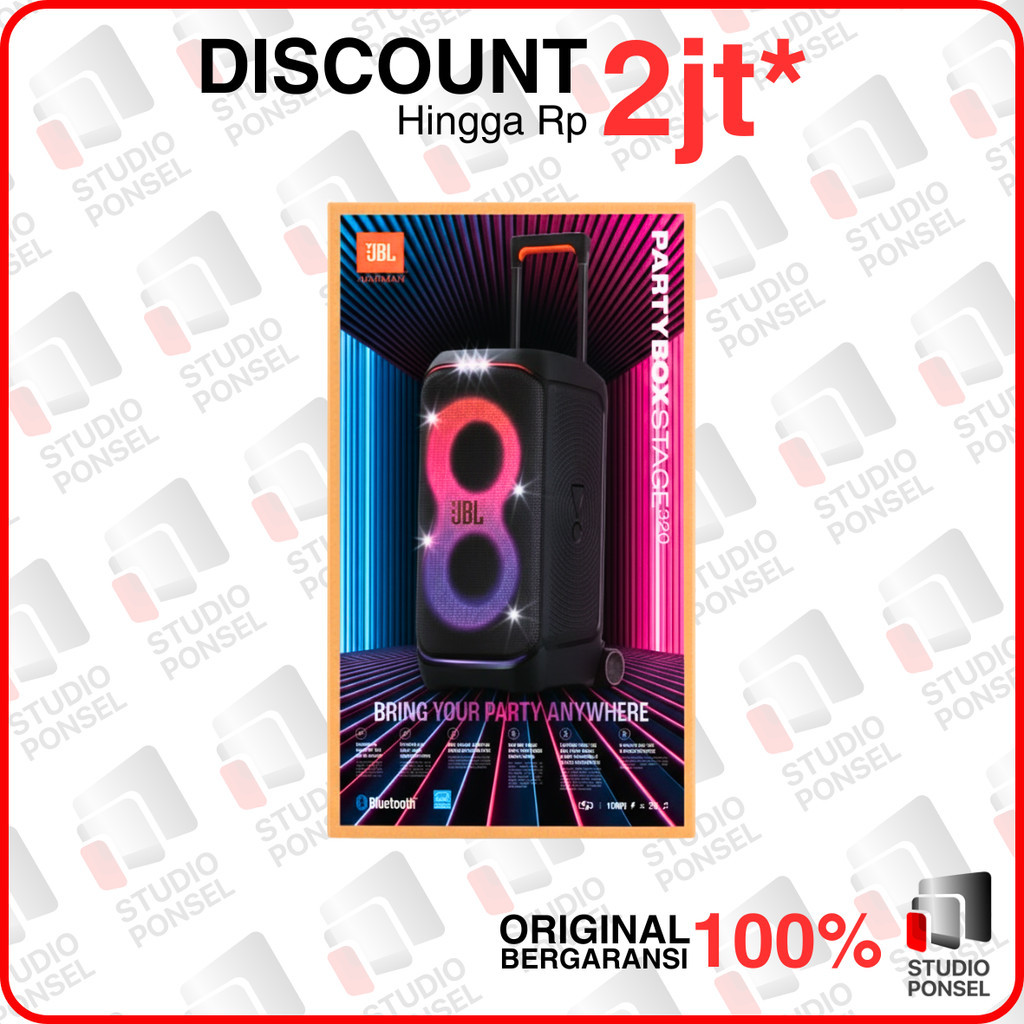 JBL PartyBox Stage 320 - Portable Party Speaker with Wheels Wireless Karaoke