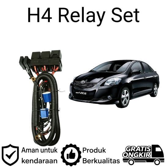 AM Relay Set Lampu Utama LED H4  Mobil Toyota vios gen2