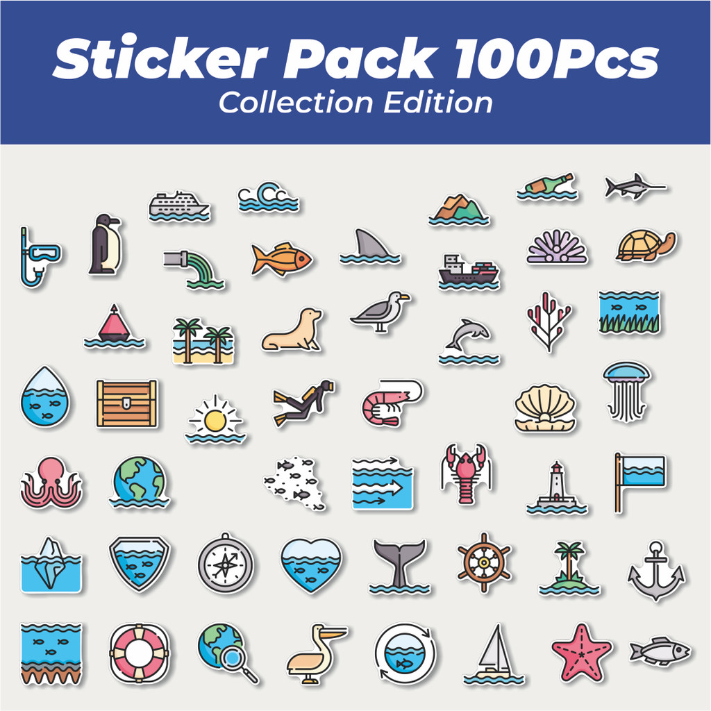 Hot Stiker Stiker Warna Garis Hari Samudra Dunia Lucu Anti Air Stikers Berperekat Waterproof Sticker