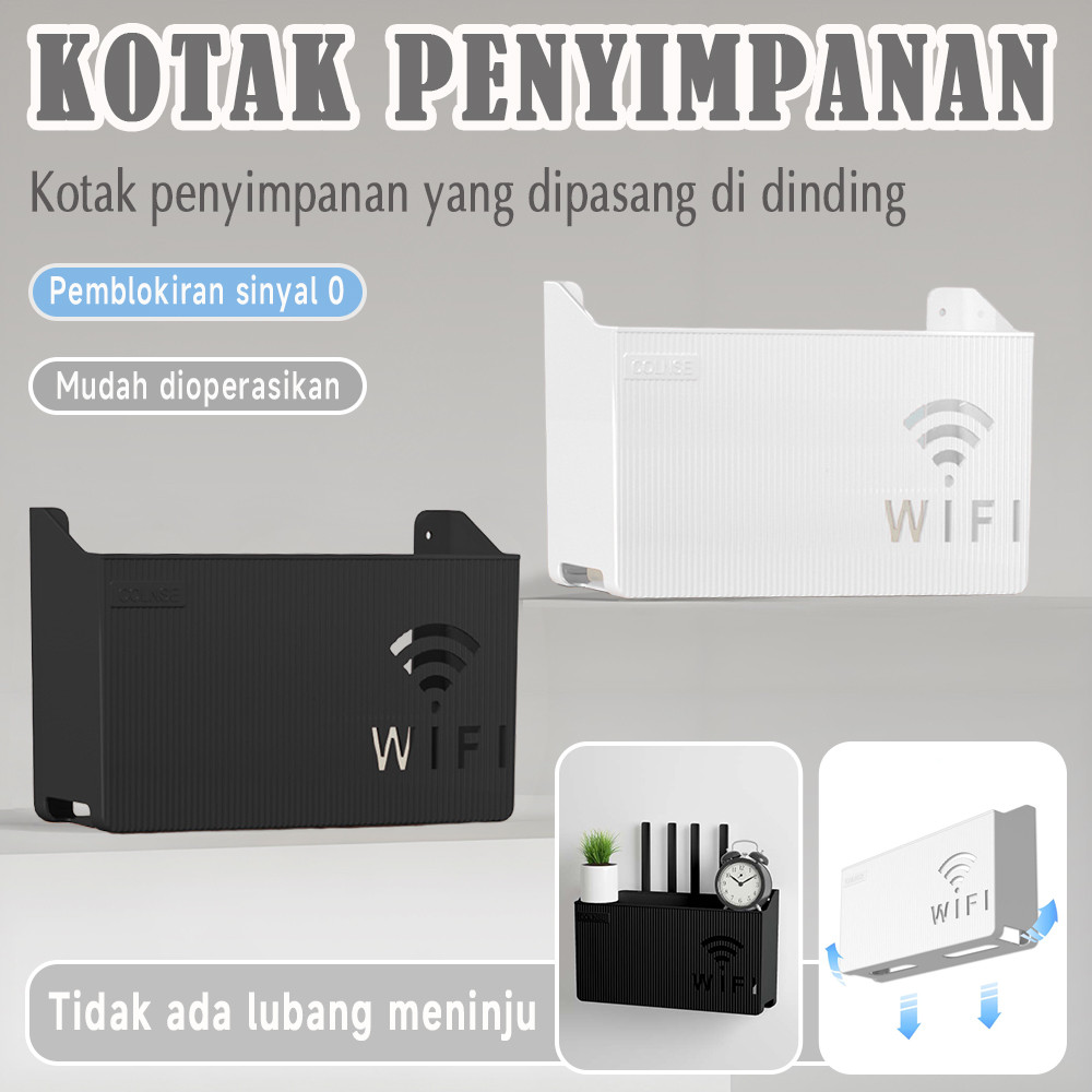 Rak Gantung WiFi Router Wall Mount  Rak Storage Box Khusus Router  Dekorasi Minimalis Tanpa Bor