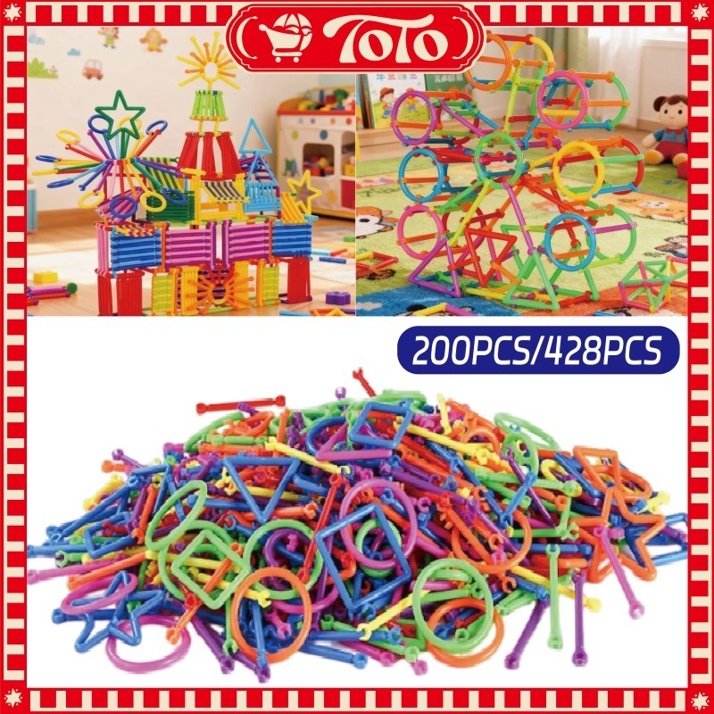 Magic Straw Mainan 428PES Set Mainan Anak Edukatif Puzzle Stik Bangun Bentuk 4D