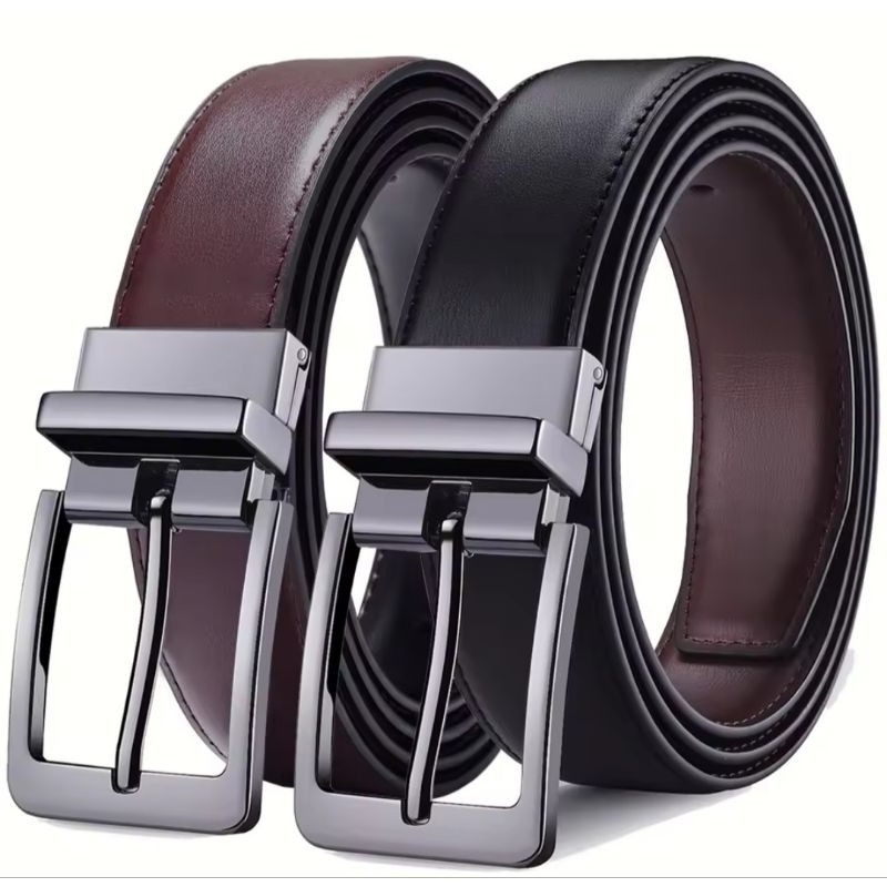 READY 1 SABUK 2 WARNA TALI ikat pinggang kulit fashion pria kasual gesper clasic jeans mewah