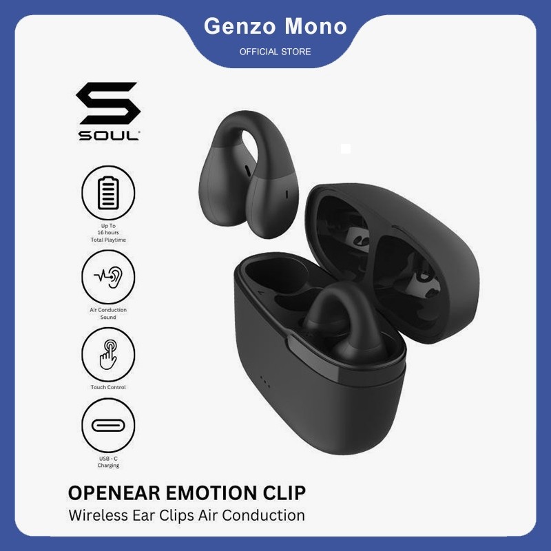 SOUL Openear Emotion Clip - Ear Clips Wireless Bluetooth Open-Ear dengan Konduksi Udara, Desain Ring