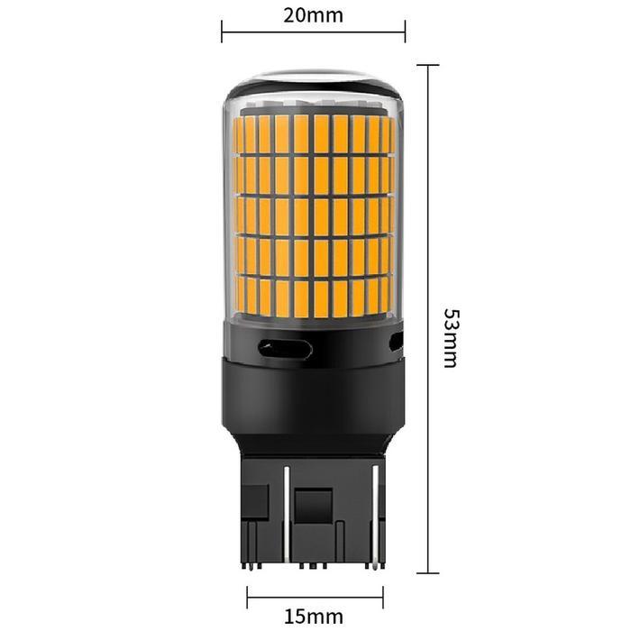 LAMPU LED SEIN MUNDUR S25 BAYONET 7443 7440 T20 T 20 144 LED SMD PnP - 7443 Kuning