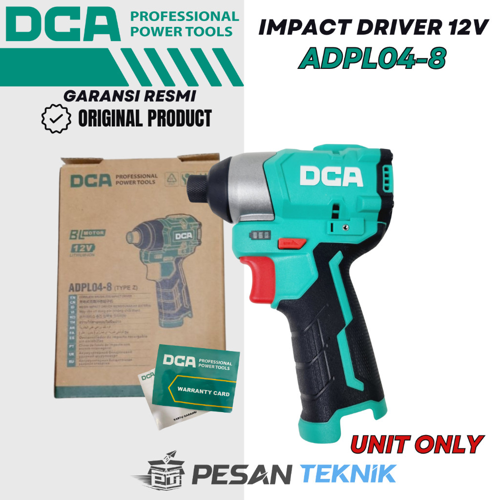 Brushless impact driver 12 Volt bor obeng cordless DCA ADPL04-8 Z