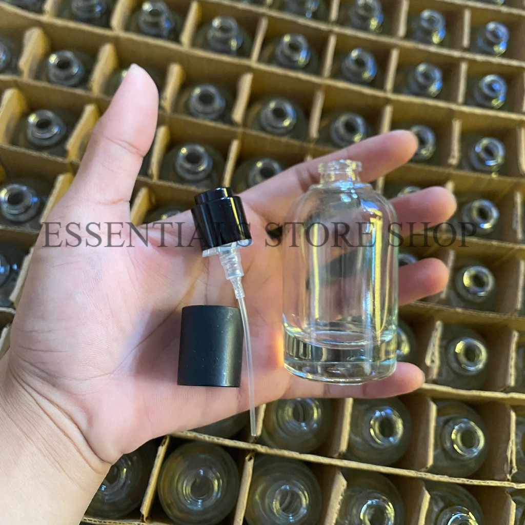 Botol parfum Le Labo 30ml Tutup Hitam semi pres – Kaca Tebal Premium | Botol Parfum Kosong ESSENTIAL