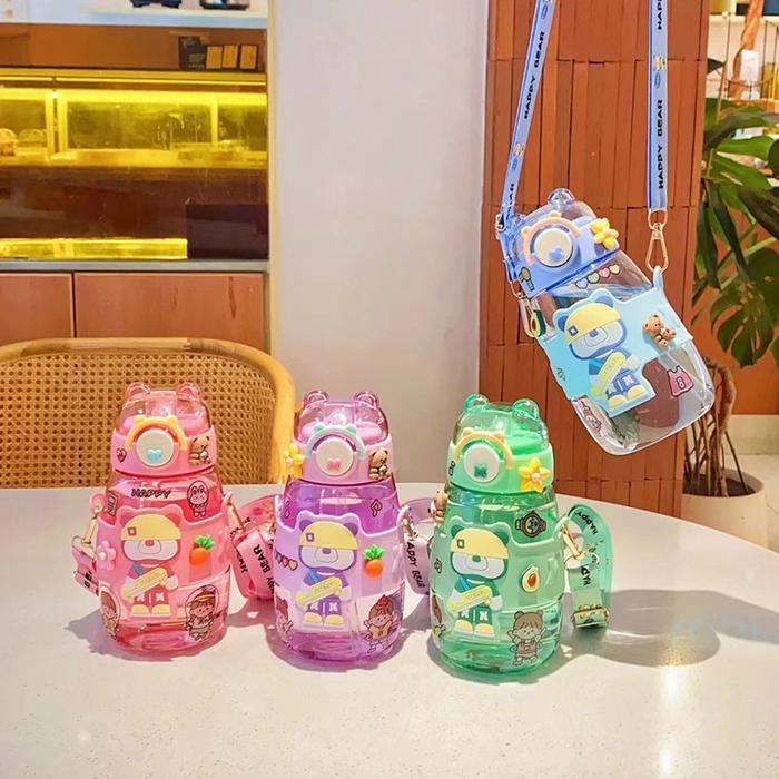 BOTOL MINUM ANAK FREE SEDOTAN PLUS TALI GANTUNGAN - BOTOL MINUM ANAK 600ML / BOTOL MINUM ANAK KARAKT