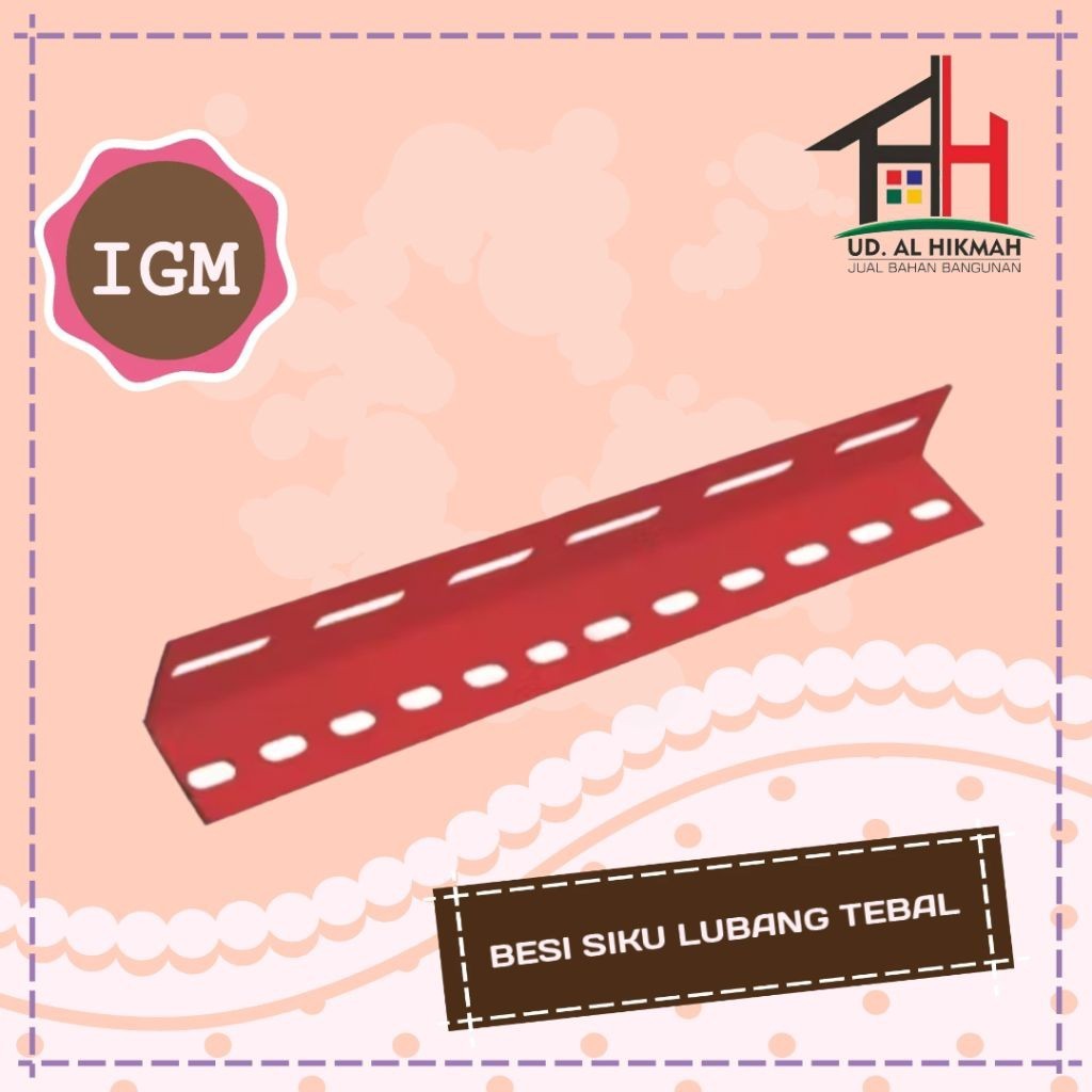 SIKU Rak Besi TEBAL IGM MERAH / Siku Lubang  BESI Tebal MERAH