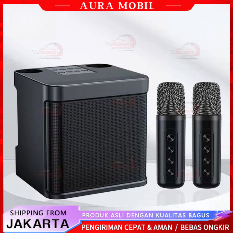 Mini Speaker Bluetooth Karaoke 2 mic Subwoofer 3D Stereo TV AUX SPEAKER HF Bluetooth KTV Equipment W