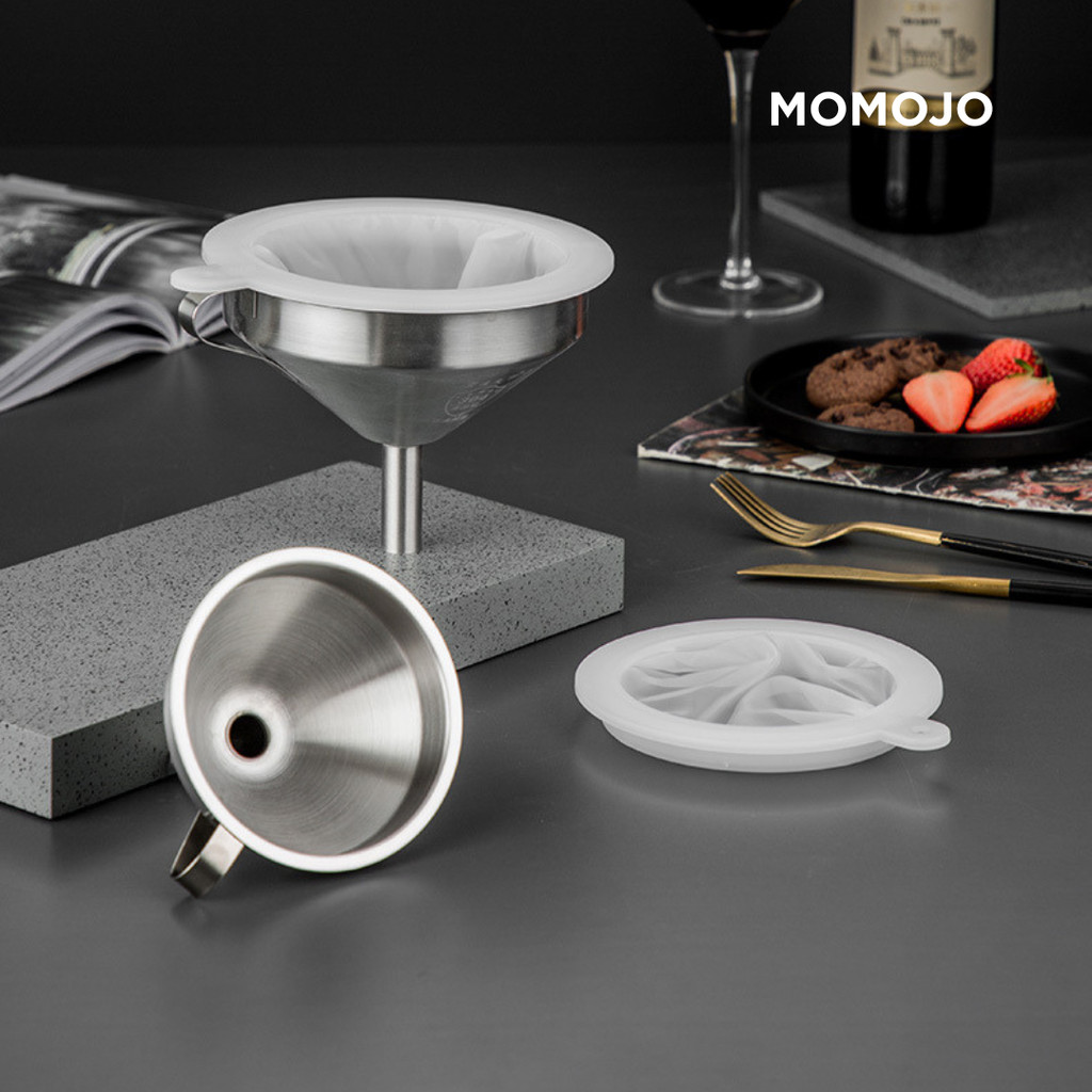 MOMOJO Corong Stainless Steel 304 Saringan Susu Kedelai Kopi Jus Filter Food Grade 100 200 300 400 4
