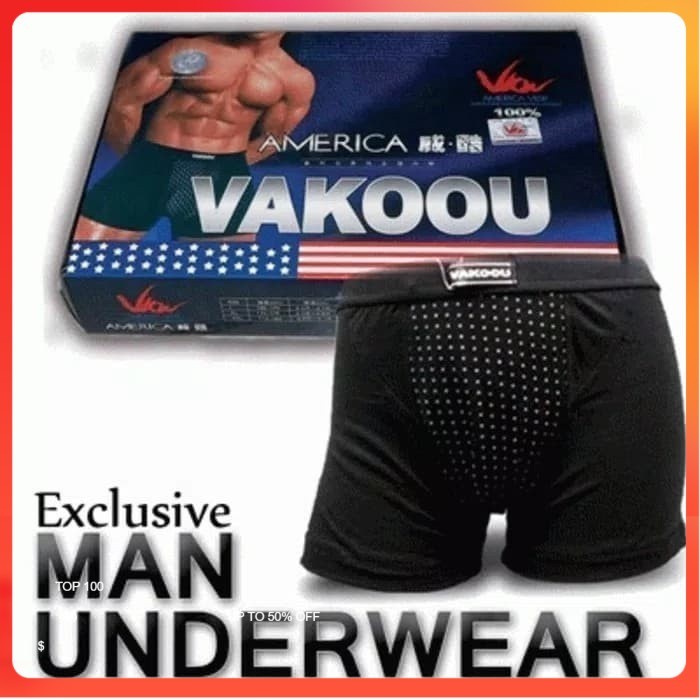 Celana Dalam pria Vakoou USA Boxer Magnet Terapi  Untuk Kesehatan Vitalitas Pria ORIGINAL 100%