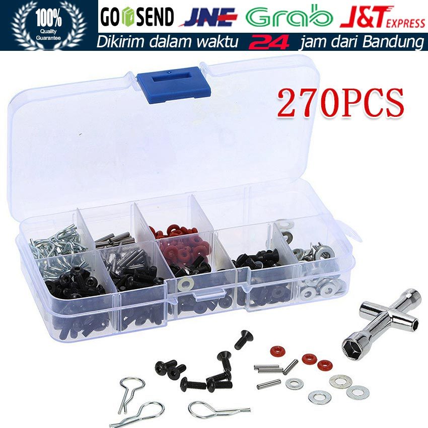 Screw Fastener Kit RC Car Universal 270Pcs / Kotak Sekrup Baut Lengkap M2 M2.5 M3 untuk Sakura D3 D4